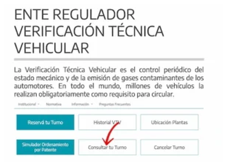 Paso 1 para consultar o cambiar el turno de la VTV en Burzaco