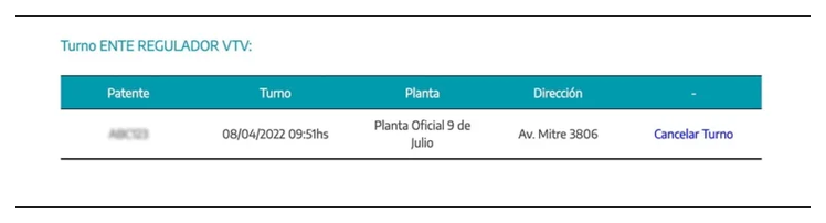 Paso 3 para consultar o cambiar el turno de la VTV en Burzaco